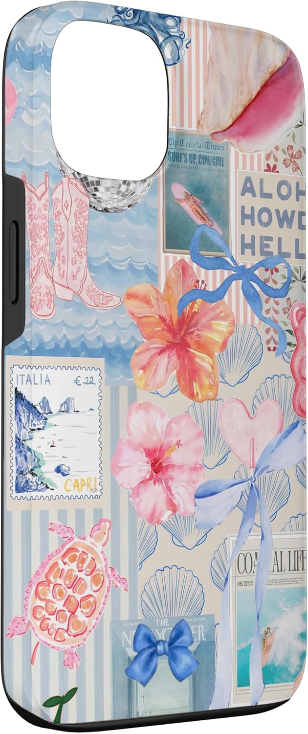 Beachy Blue Coquette Collage Cute Seashell Coastal Summer Case for iPhone 13 - Image 3