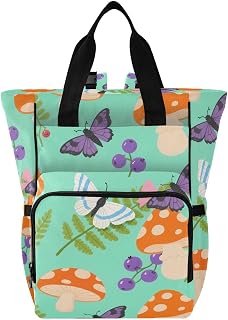 OWFKAY Mochila para pañales para bebé, multifunción, con bolsillos aislados, color verde hongo y polilla de bruja3, Mushroom Witch Moth Green3, Talla única