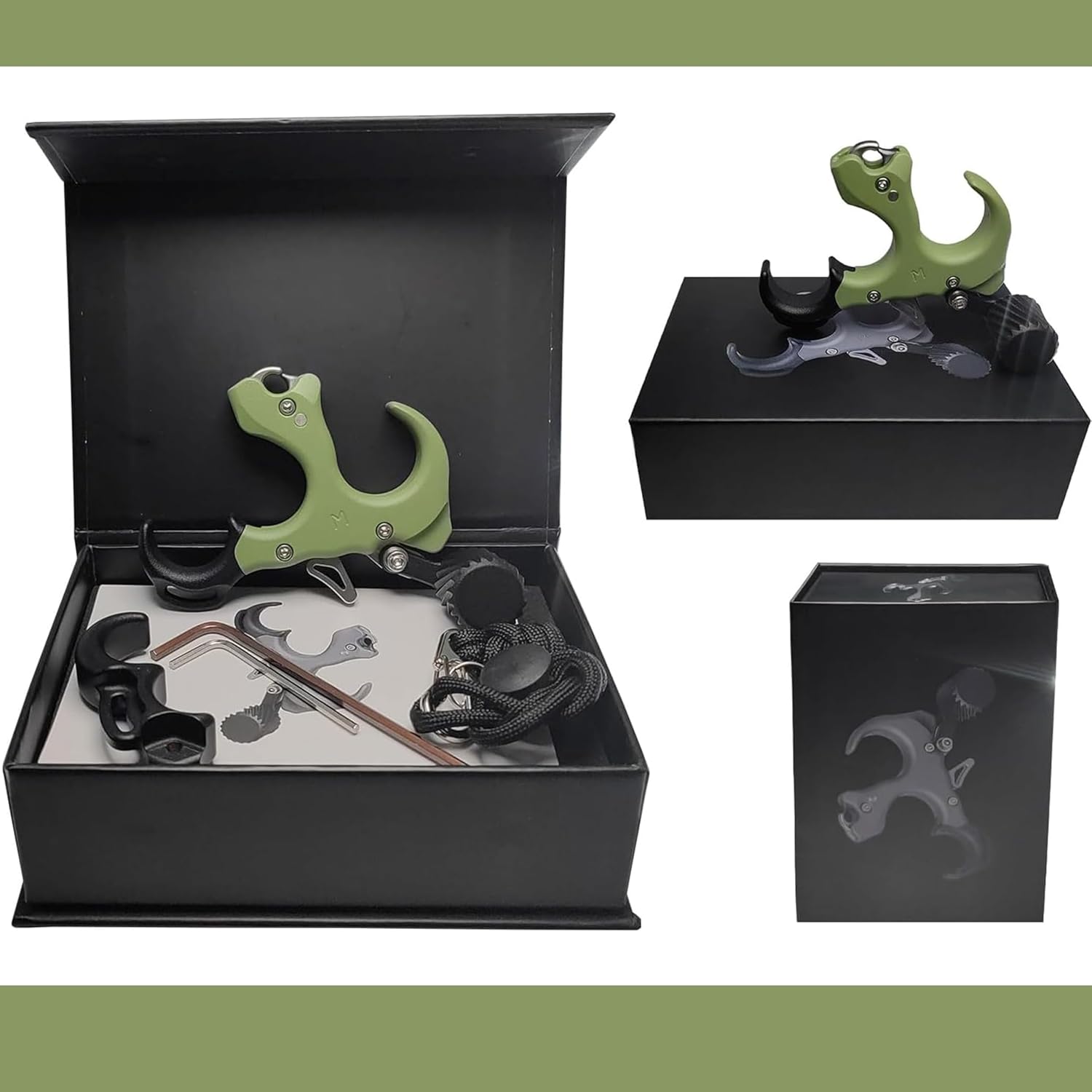 Thumb Release for Compound Bow 3/4 Finger Adjustable Archery Release Aids,Copper Material,Left/Right Handers, with Wrist Straps