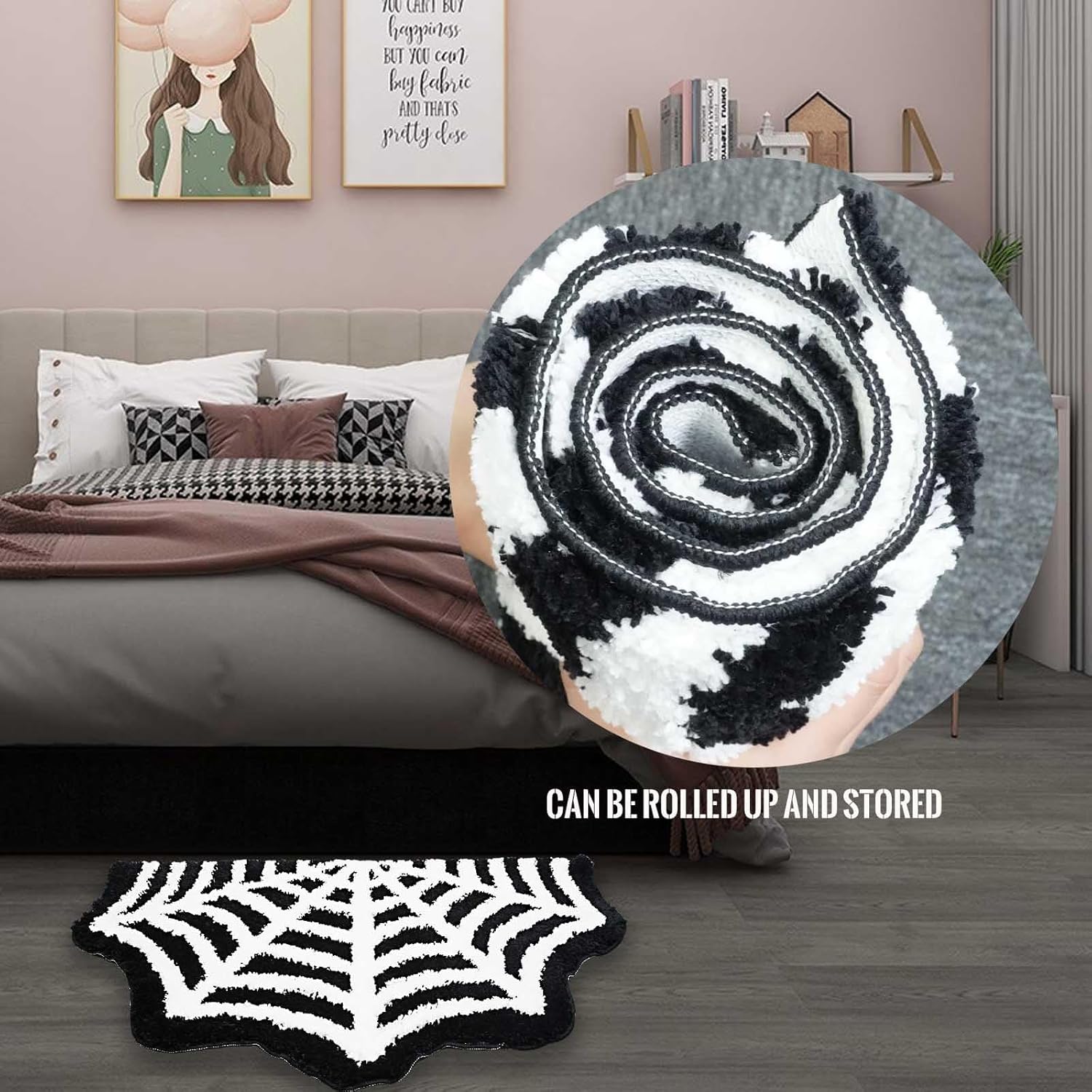 スパイダーウェブバスマット 32&times;20インチ ハロウィンラグ バスルーム用 ゴシックホームデコレーションラグ TPR 面白いスパイダ