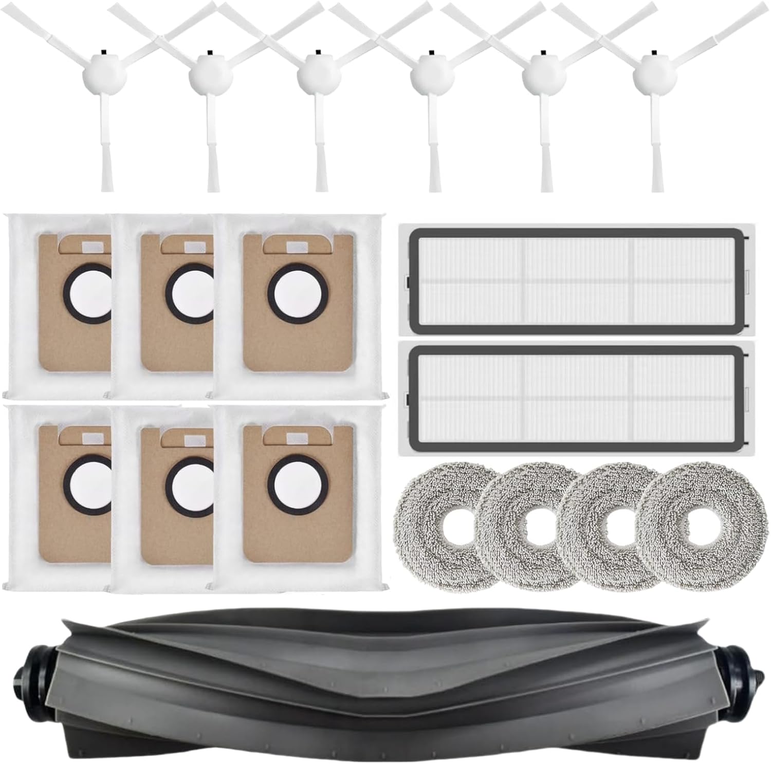 Accessories Kit for Dreame L10s Ultra / L10 Ultra / L10 Prime Robot Vacuum, 1 Main Brush, 6 Side Brush, 6 Dust Bag, 2 Filter, 4 Mop Cloths, Replacement Parts Spare Repair Attachments