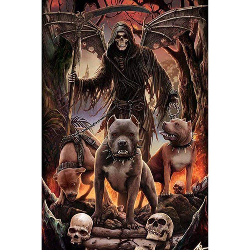 DIY 5D Diamond Painting by Number Kit,Full Drill Rhinestone Crystal 5D Diamond Painting Cross Stitch Arts Craft Supply for Home Wall Decor Grim Reaper 30x40cm