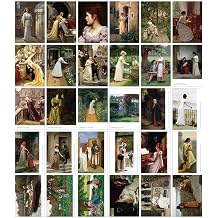 HOSTEESSCHOICE Beautiful Art Postcards set of 30 English Artist Edmund Blair Leighton Post card variety pack Famous Painting Scenery
