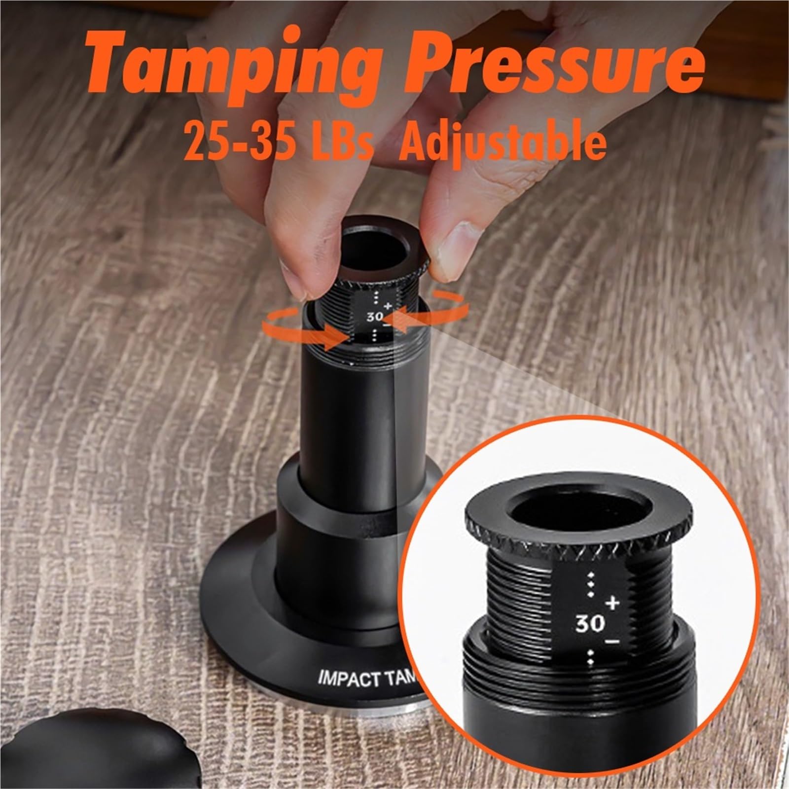 51 Mm 53 Mm 58,35 Mm Impacto Espresso Tamper Universal 25-35LB Accesorio De Base Ondulada De Presión Ajustable(58mm Impact Tamper)