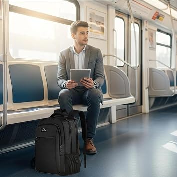 MATEIN Travel Laptop Backpack, Work Bag Lightweight Laptop Bag, Dark Black