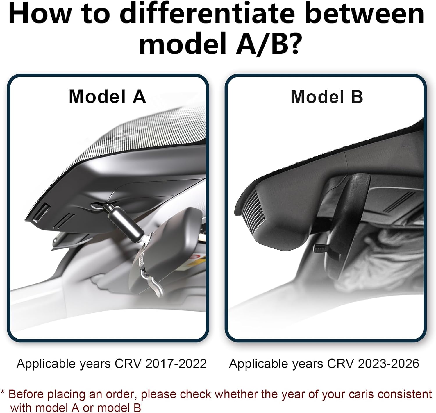 Honda CRV Dash Cam Front 4K & Rear 1080p Custom fit for Gen6 CR-V & CR-V Hybrid 2023-2026(Black)(Model B), Integrated OEM Look, UHD 2160P Video, WiFi & App, 128GB Card