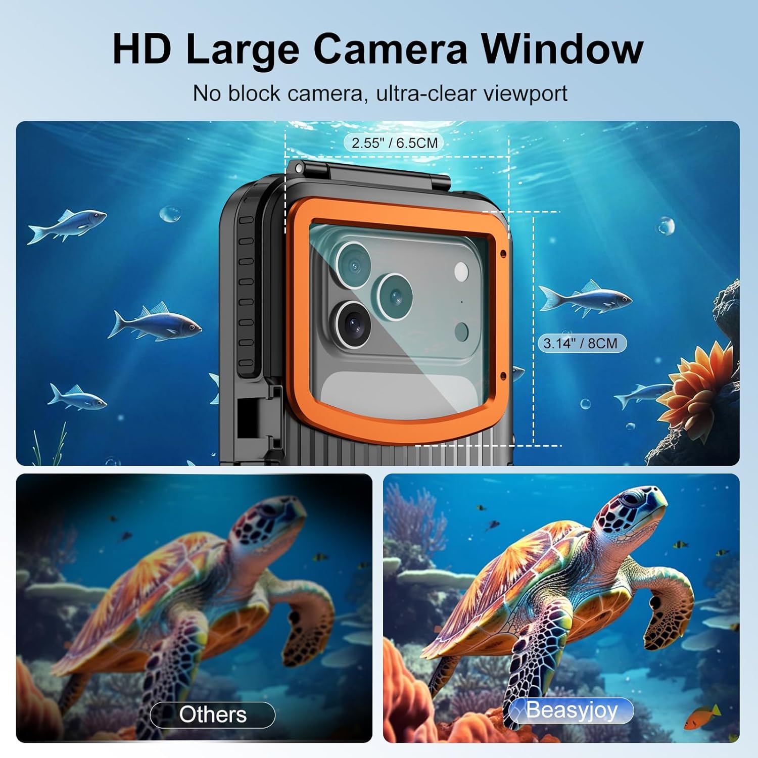 Beasyjoy Waterproof Phone Case for Snorkeling, [50ft/15m] Underwater Diving Case for iPhone 17/16/15/14/13/12/11 Pro Max Plus, Professional Scuba Photo Video Cover for Beach Vacation Water Sport Black