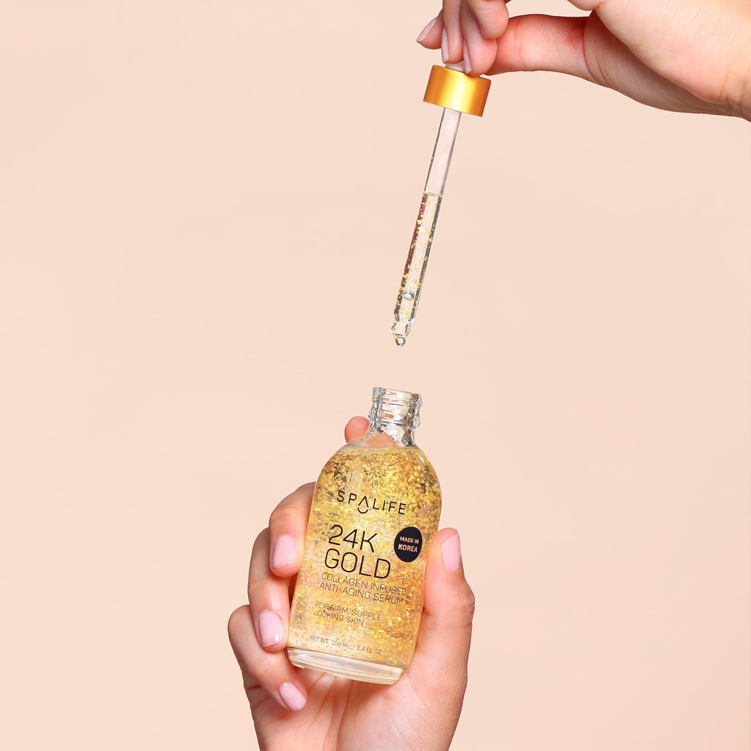 Spa Life Face Serum: 24K Gold Collagen, Hydrating Hyaluronic Acid Serum 100 ml (3.7 oz) - For Supple Skin, Radiance Boosting, Firming & Hydrating (2 Pack) - Image 5