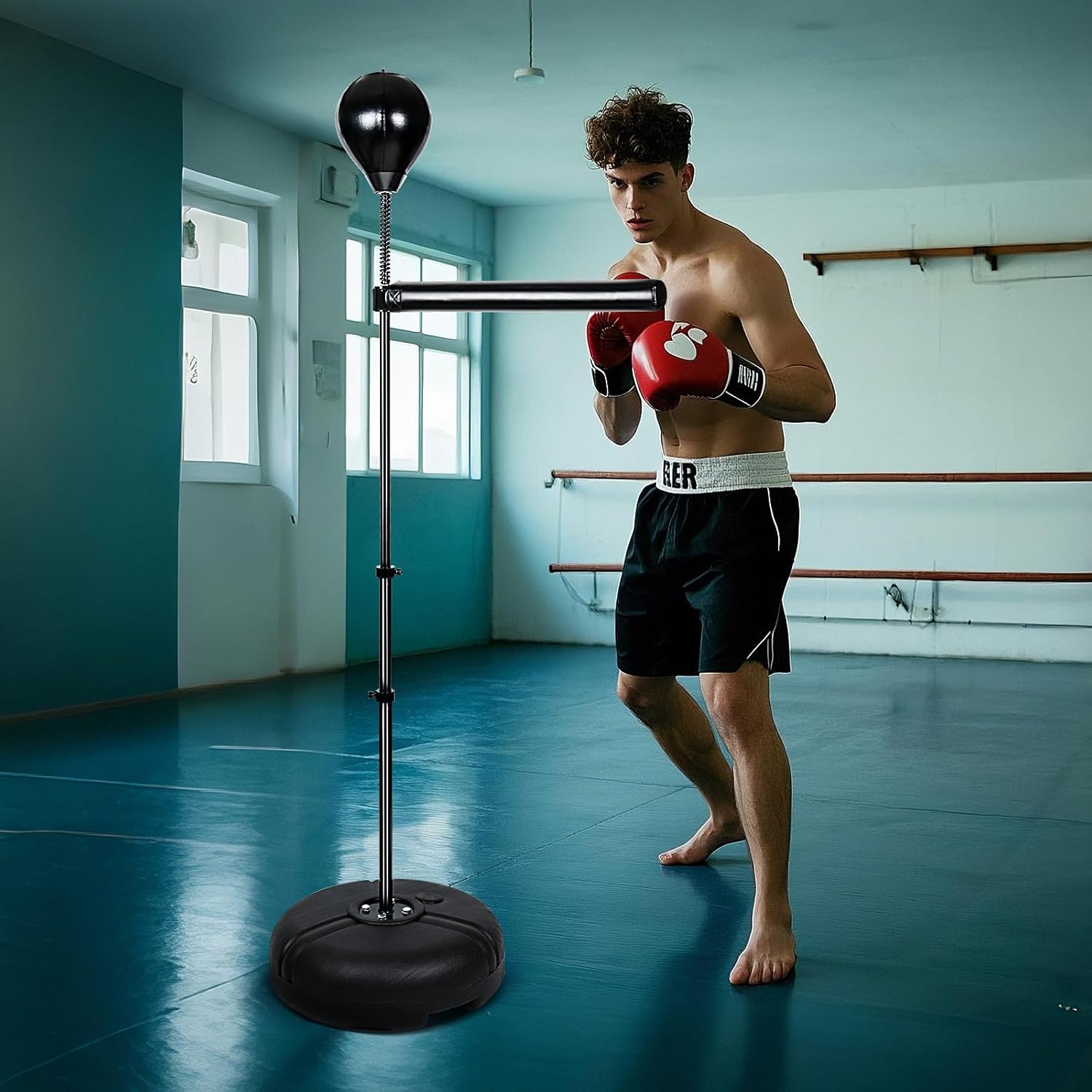 INNOLIFE Height Adjustable Boxing Bar, Boxing Spinning Bar with Punching Bag, Speed Trainer for Home Gym, Black - Image 5