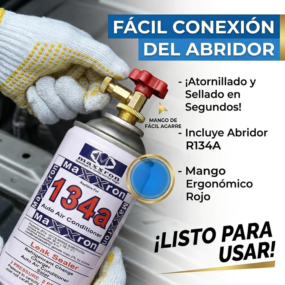 Kit de Manguera para Carga y Recarga de Gas Aire Acondicionado Coche, para Gas Refrigerante R134a, con Manómetros de Aire Acondicionado y Abrelatas