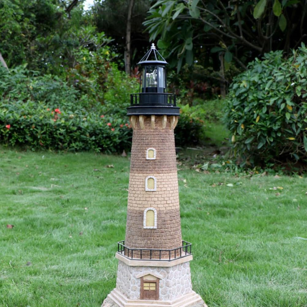 Operitacx Solar Leuchtturm Außenleuchte Rotierendes LED Licht Wetterfest Drehbare Solarlampe Gartendekoration