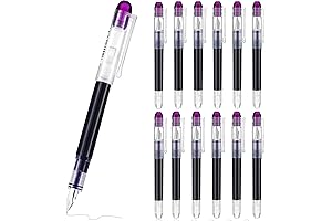 Sabary Disposable Fine Point Purple Fountain Pens for Writing, Drawing, Sketching, Journaling, and Gifts (12-Pack)