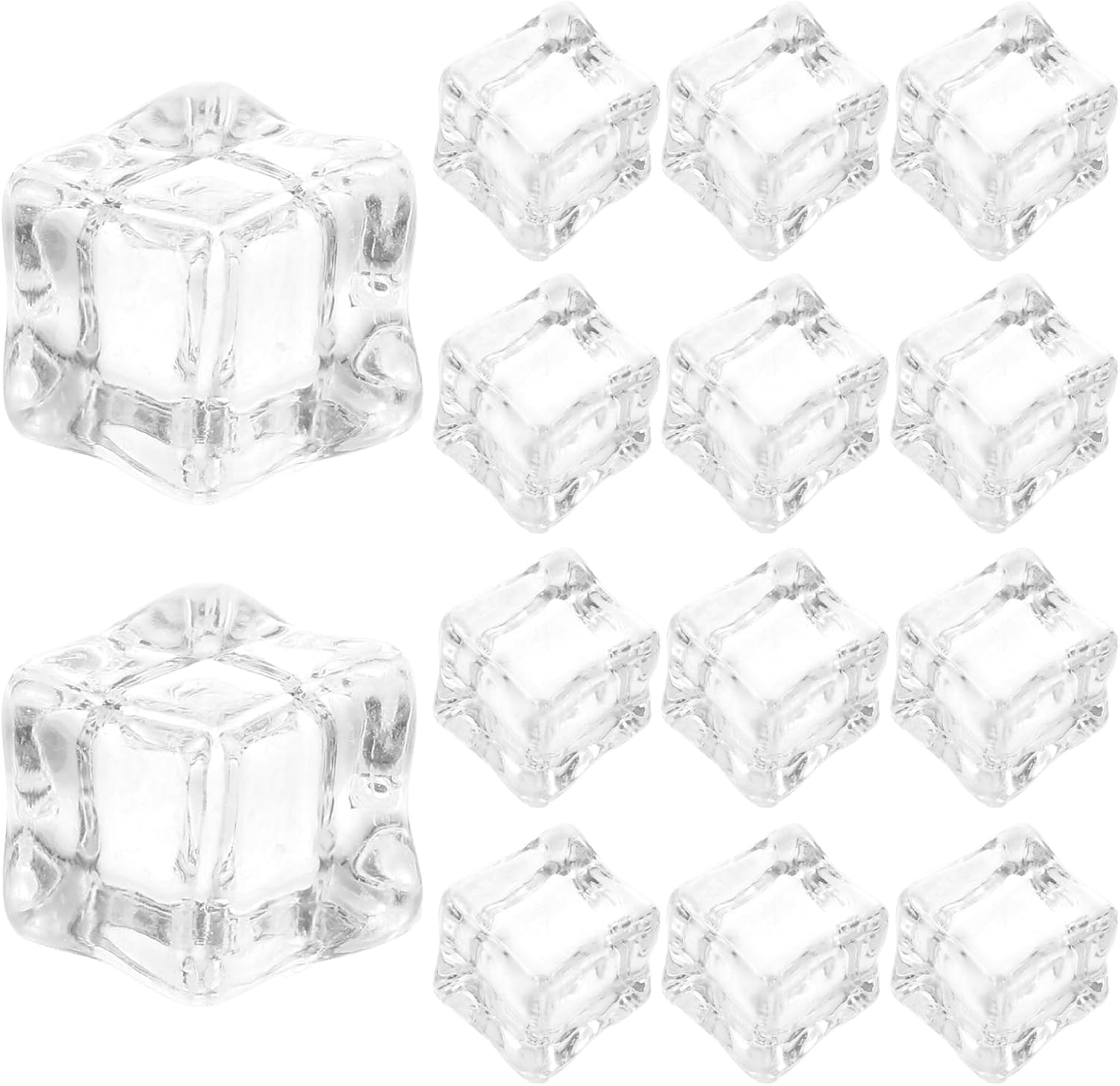 ARTIBETTER 130pcs Artificial Ice Cubes 18mm Acrylic Vase Fillers Fake Cube Ice for Wedding Party Table Scatter Drinks Decoration Photography Props
