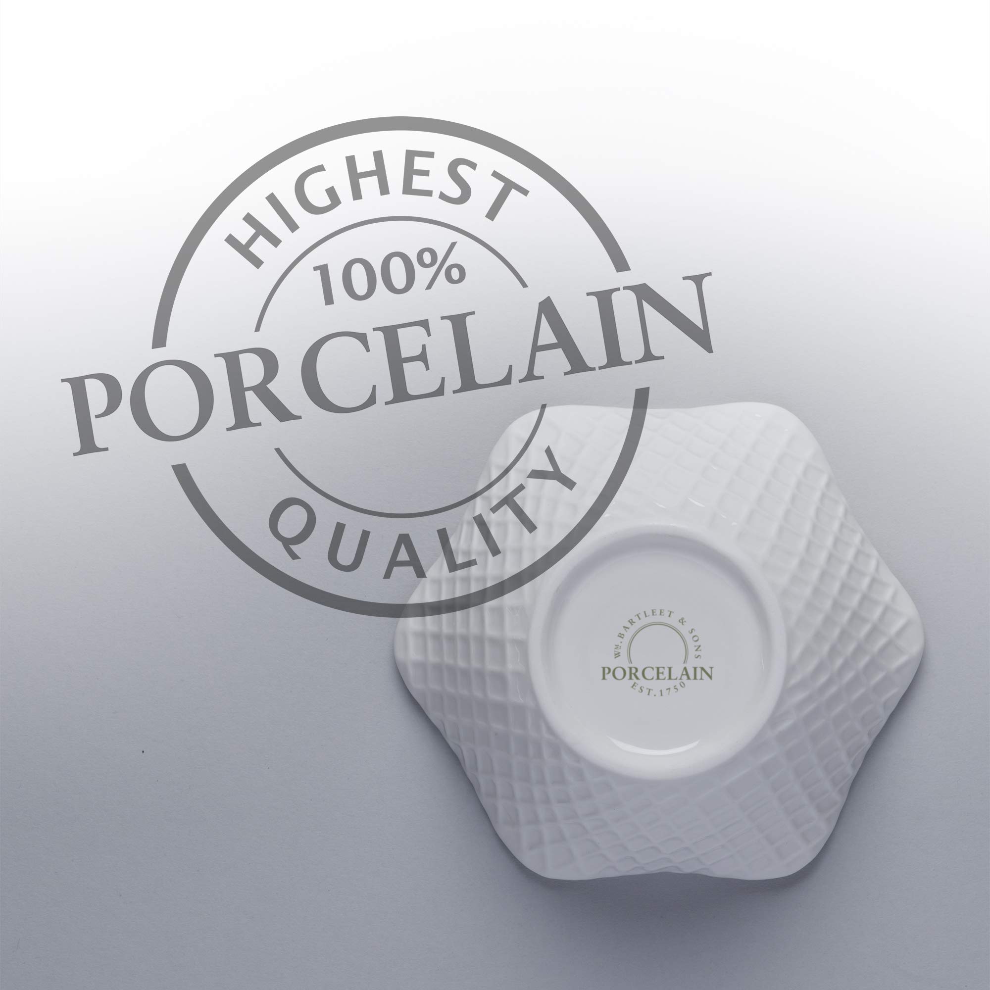 WM Bartleet & Sons 1750 TSET126 - Juego de 4 cuencos individuales de porcelana para helado, sorbete y postre, 12 cm, color blanco