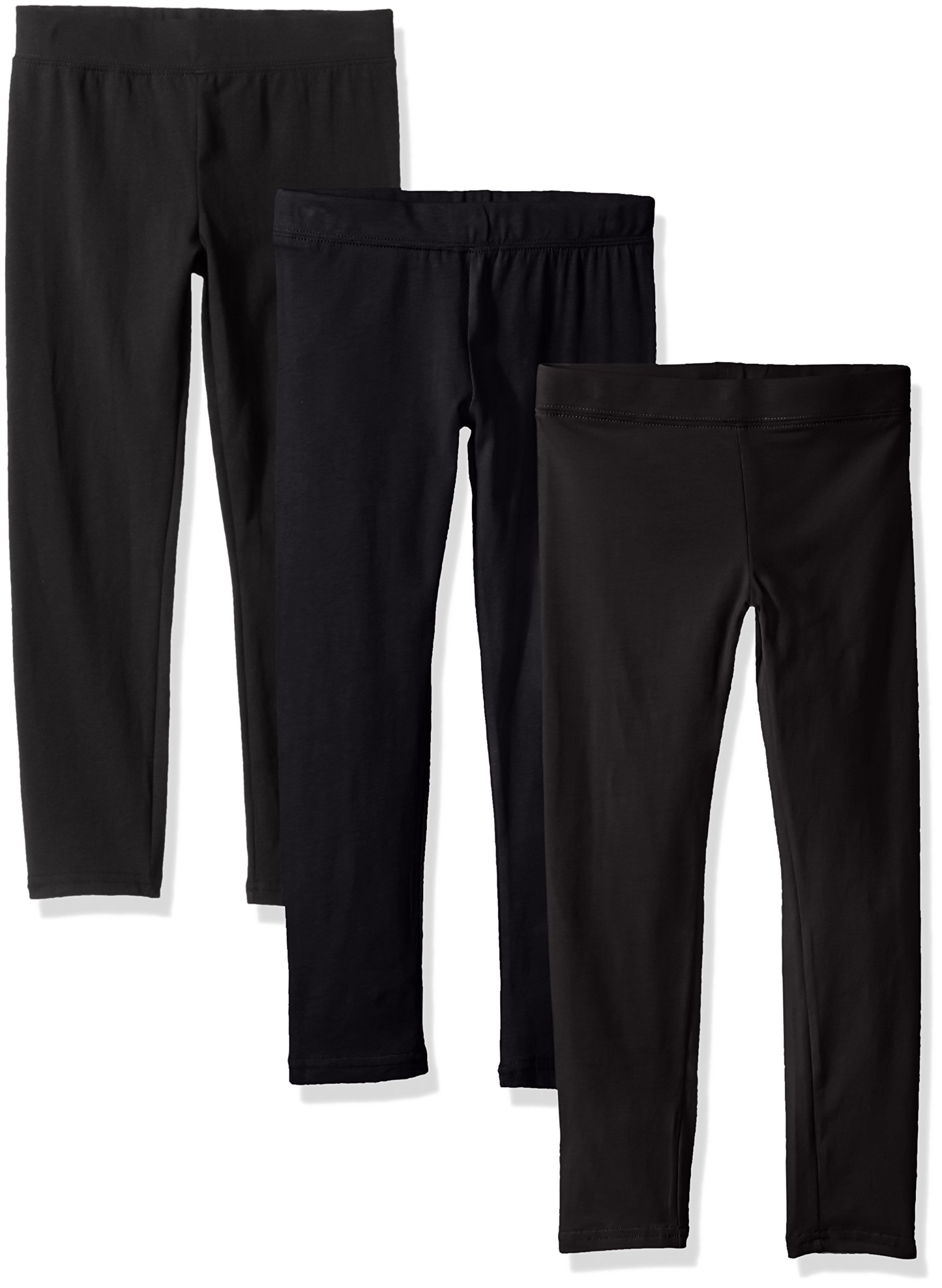 Clementine Apparel Girls' Clementine Apparel's Premium Ultra Soft 3 Pack Leggings for Girls. Comfy Cotton Elastic Stretchy Fit Spandex Blend Junior Leggings for Girls Everyday Casual Wear for School, Play and Gym.
