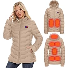 OAOA innovation Womens Heated Jacket with 10000mAh Battery Pack, Dual Control Button Heated Coat