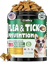 Cudory Flea & Tick Prevention Chews for Dogs - 500 Crunchy Creamy Treats, Skin & Coat Support, All Breeds/Ages, Chicken Cheese Flavor