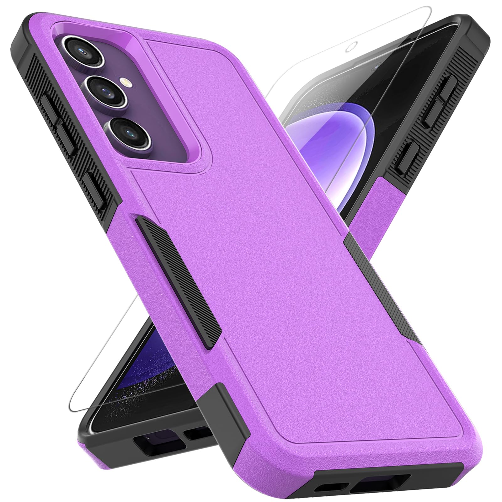 for Samsung Galaxy S24 FE Case: Dual Layer Protective Heavy Duty Cell Phone Cover Shockproof Rugged with Screen Protector - Military Protection Bumper