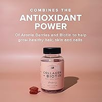 Vista 3 de The Elderberry Co. Gomitas de colágeno + biotina + suplemento natural para cabello y uñas de bayas de Aronia