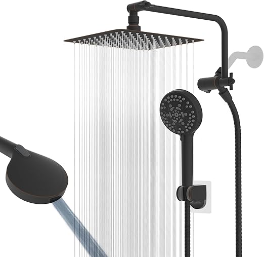 10 Inch Stainless Steel Shower Head Combo, High Pressure Rain, 5