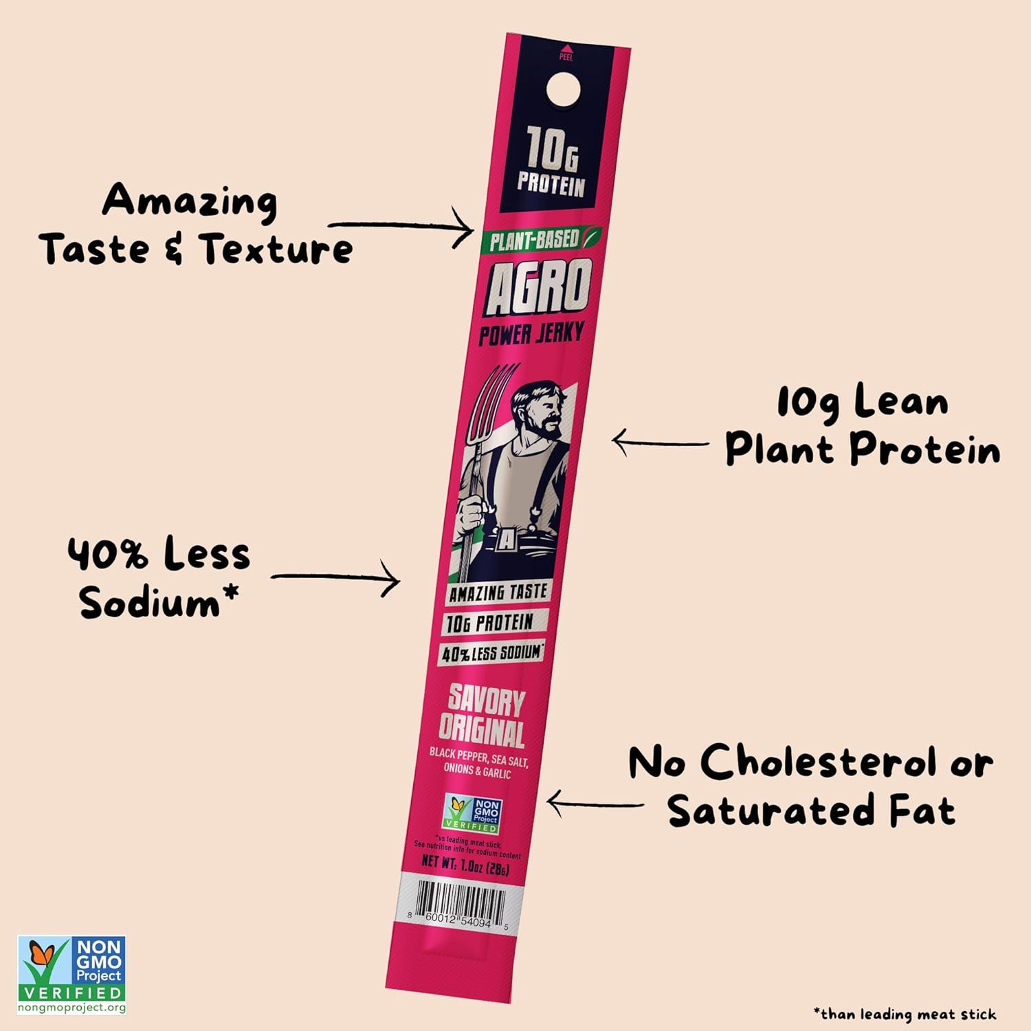 POWER Vegan Jerky Stis, Protein per Sti, Savory Original