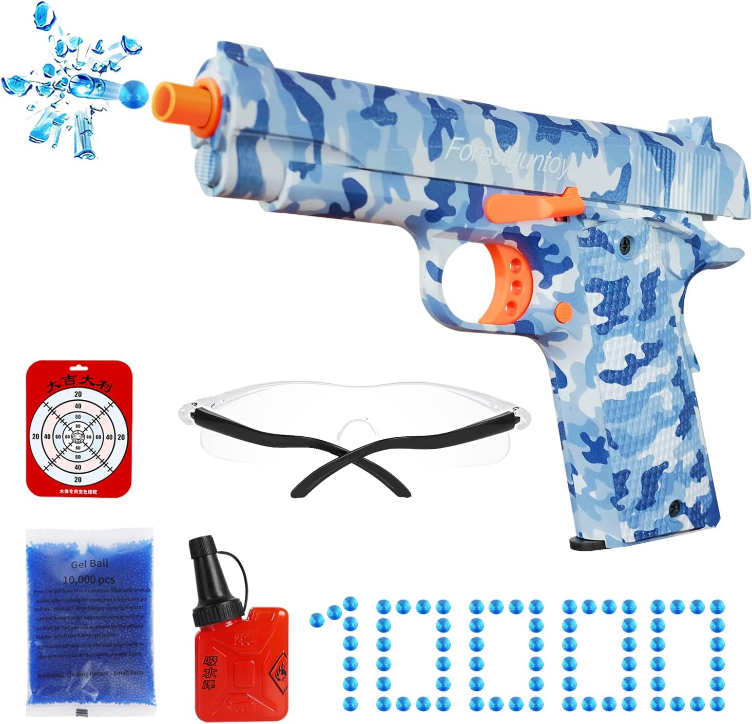 Splat Gun Full Manual Splat Gun Pistol with 10000 Gel