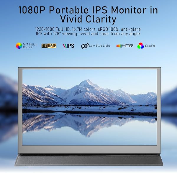 Xyvolve Monitor Portable 15,6 Zoll FHD 1080p IPS Entspiegelt | USB-C & Mini HDMI | Integrierte Lautsprecher & Schutzhülle mit Ständer | Zusatzbildschirm für Laptop, PC, Handy, PS5/4, Xbox, Switch - 2