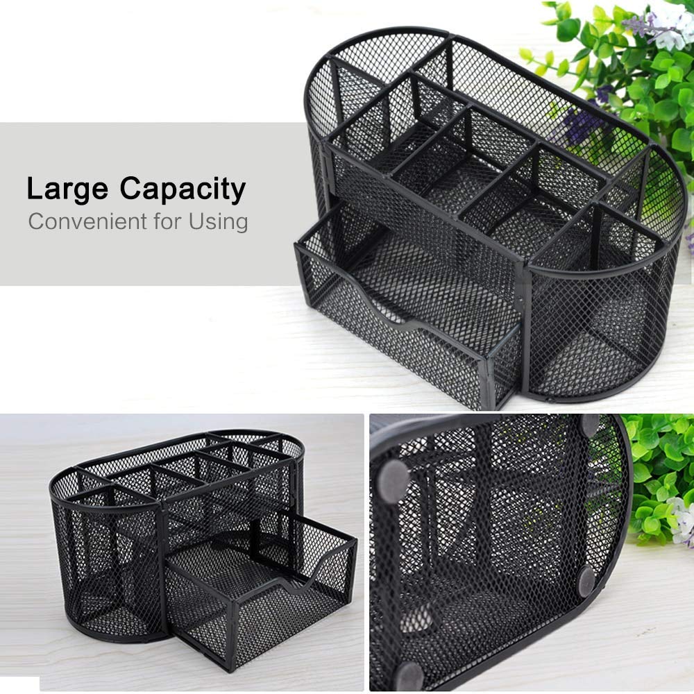 Breewell® Multipurpose Mesh Desk Stand Stationary Organizer for Small Supplies Metal Desk Organizer for Office Desk and Home Black -1pcs 4