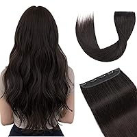 Vista 32 de Extensiones de cabello con clip, cabello humano Remy, extensiones de cabello largo lacio de una pieza con 5 clips, con gancho para colgar
