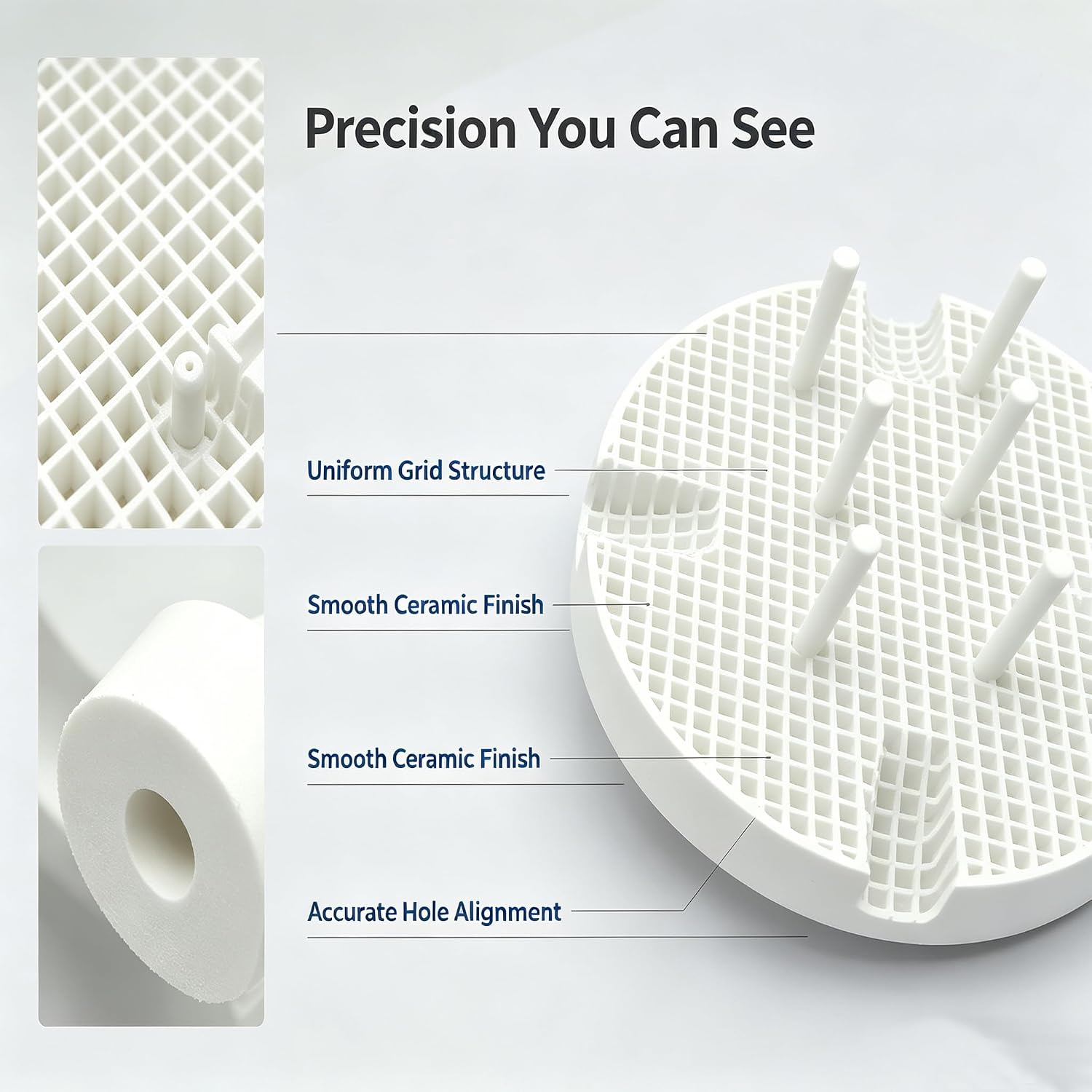 2pcs White Dental Lab Honeycomb Firing Trays with 20pcs Zirconia Ceramic Pins ，4 Slots to Fit Forceps Easily Circle Plate Hold Rack Sintering Dental Lab Material