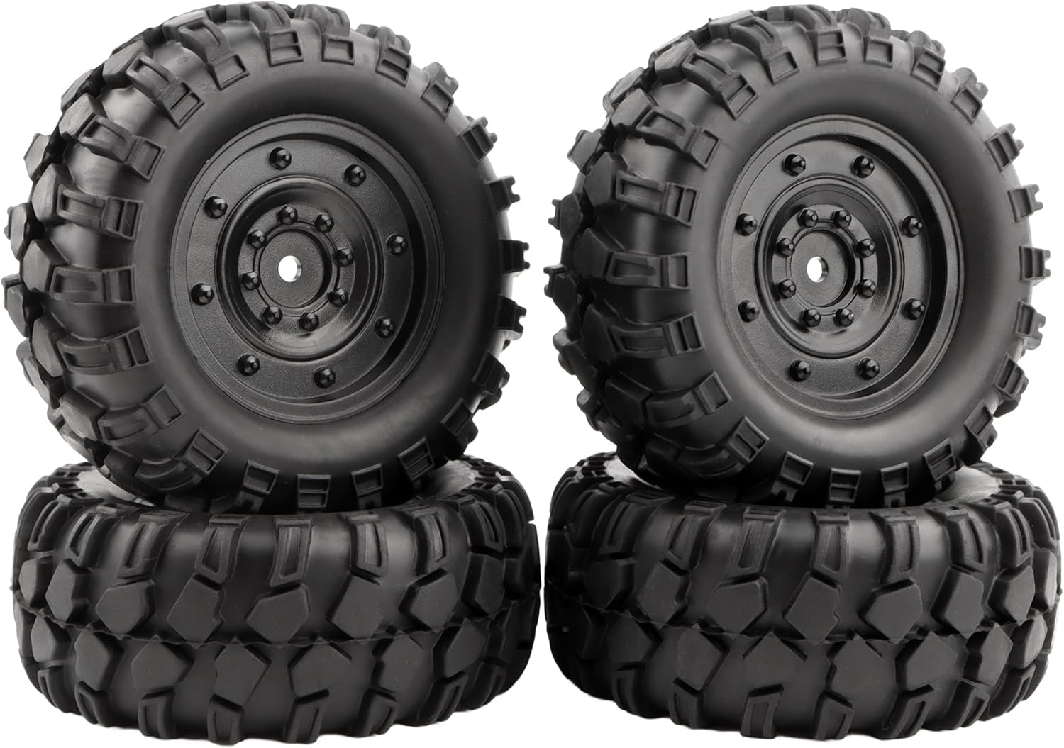 4 Pieces RC Rubber Tires Wheels Tyre Set Replacement Accessory Spare Parts 1/12 Scale H12P H12Y H12Y+ MN-82 MN-128 MN82S RC Rock Crawler Cars