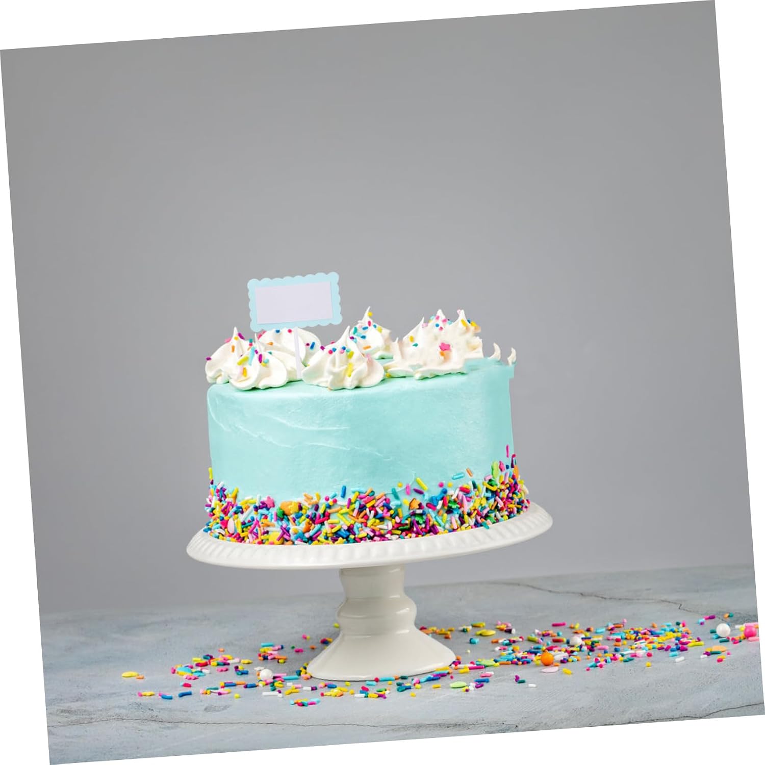 50pcs Blue Writing Board Cake Toppers for Party Buffet Labels Decor