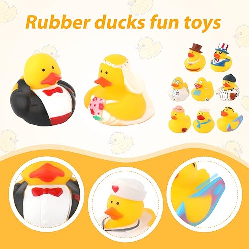 Miniatura 3 de 12 patos de goma surtidos bonitos juguetes de goma para el baño a granel con 12 diferentes apariencias de personajes juguetes de bañera para juegos