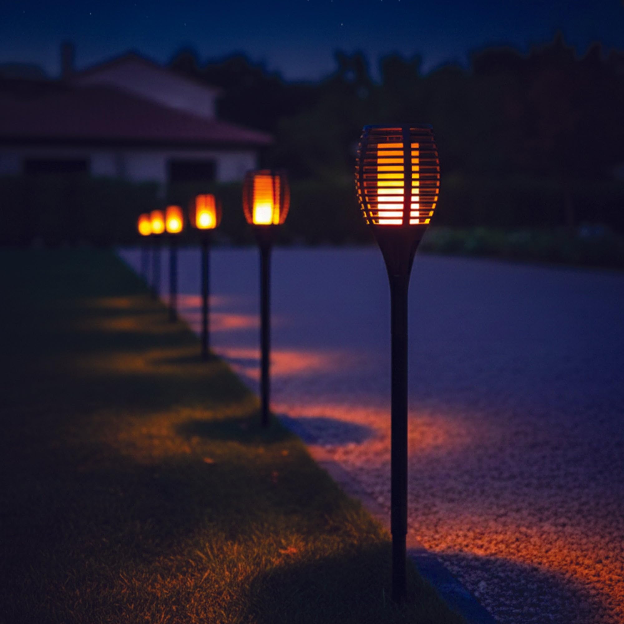 Lumisky 4 Mini-Solarfackeln mit Flammeneffekt, LED, warmweiß, 4 x Mini Maity Sun H70 cm