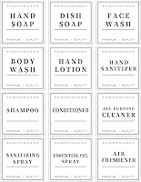 Vista 1 de 12 PCS Waterproof Glass/Plastic Bottle Labels - Farmhouse Bathroom/Kitchen Hand Soap Dispenser Label Stickers, Removable Cleaning Labels for Lotion