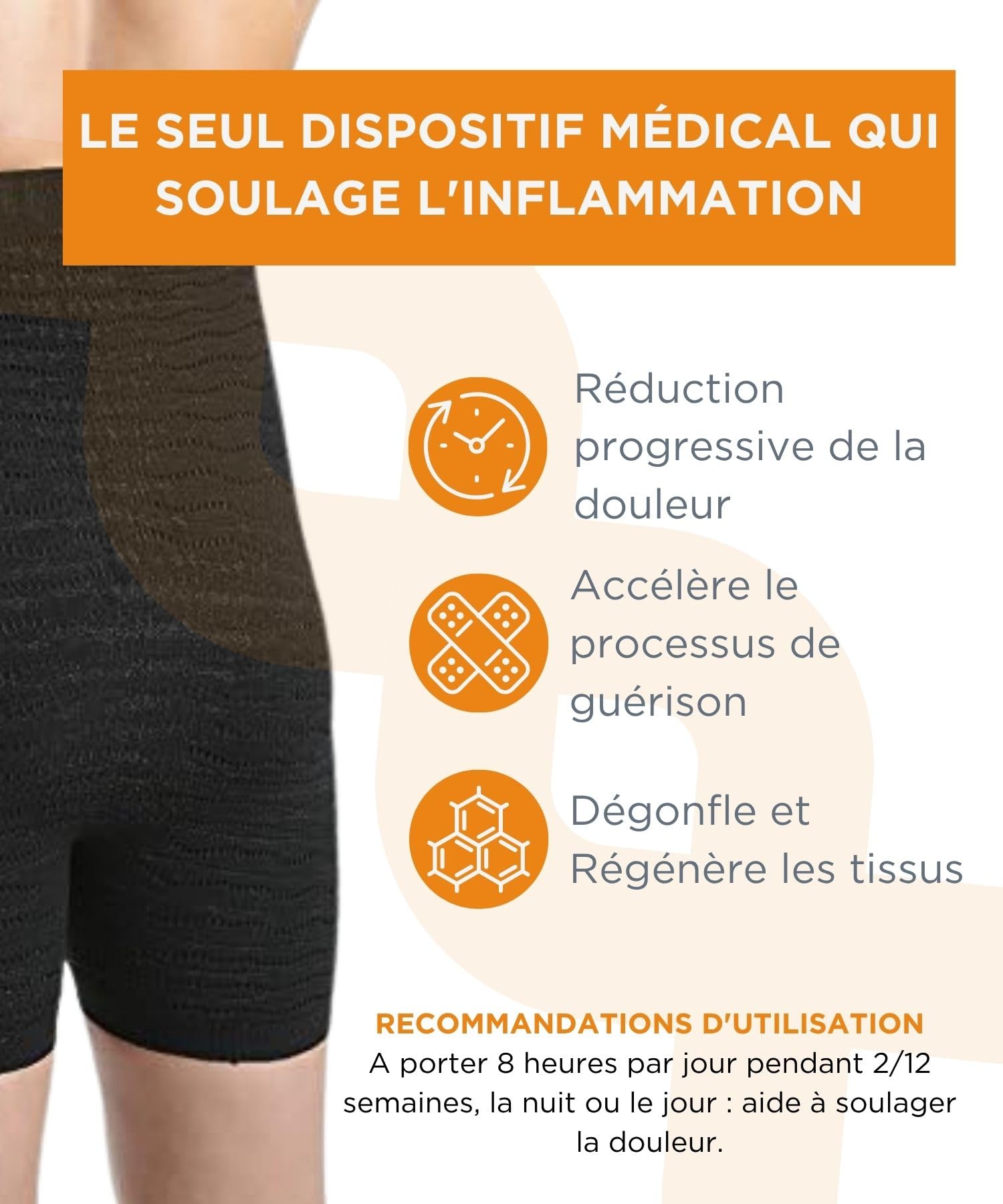 Spikenergy Gaine avec Ceinture Lombaire Homme électromagnétothérapie - Sciatique, Mal de Dos, Dispositif Médical Déductible-Made in Italy