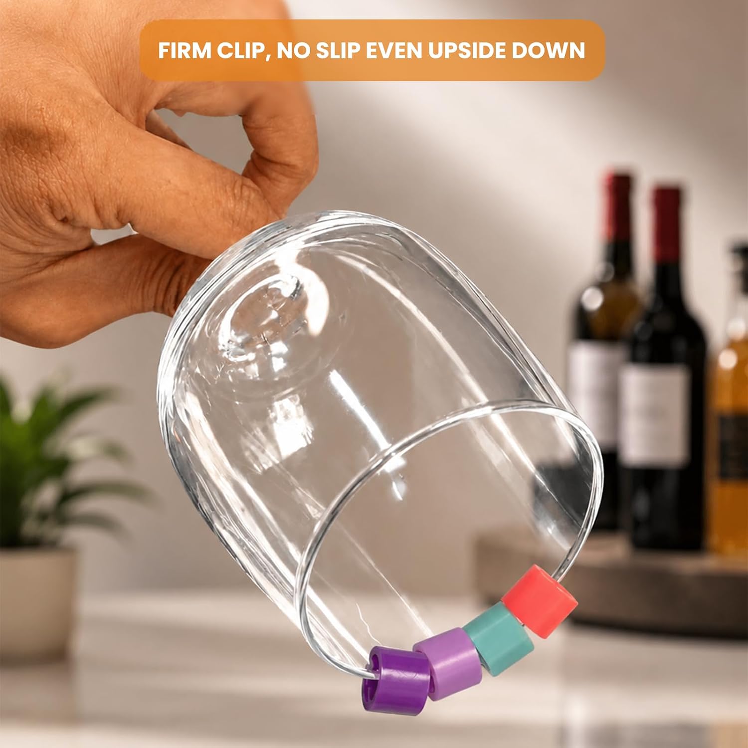 50pcs Rim Clip Glass Markers for Drinks, Secure Anti-slip Grip