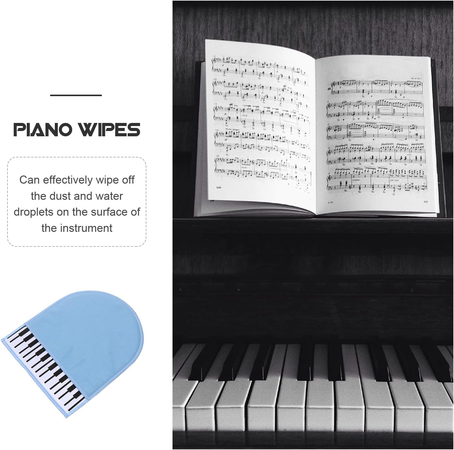 Sky-blue Piano Cleaning Cloth Musical Instrument Polishing Wipe Microfiber Cleaning Accessory for Keyboard Soundboard Dusting and Care