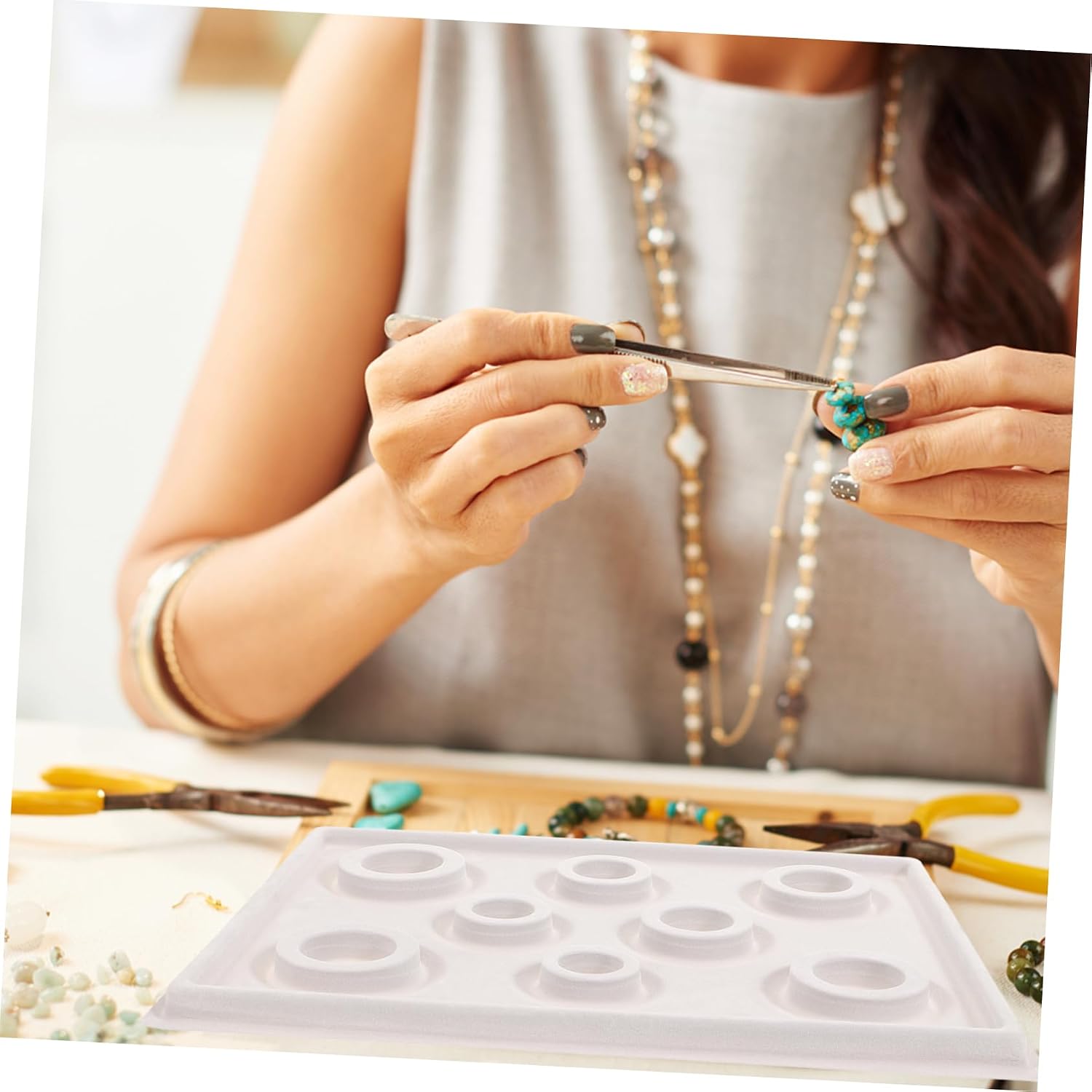 Bead Design Board Tray for Jewelry Making Groove Bead Organizer for Crafting Bracelets and Anklets Convenient DIY Tool for Women