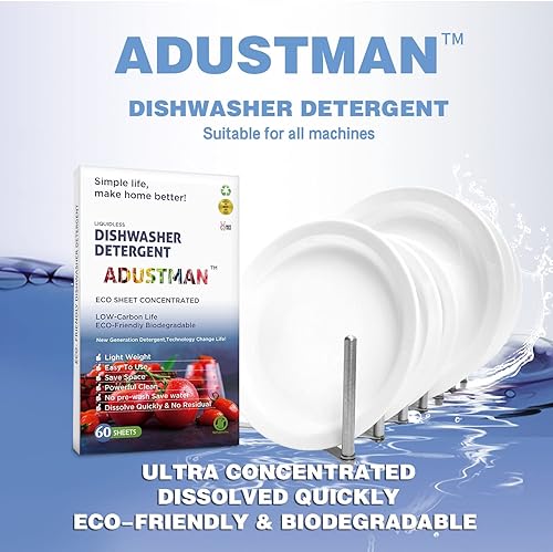 Miniatura 3 de Detergente ecológico para lavavajillas, 60 unidades sin aroma, 1 paquete, cápsulas de lavavajillas más convenientes, tabletas líquidas, limpieza