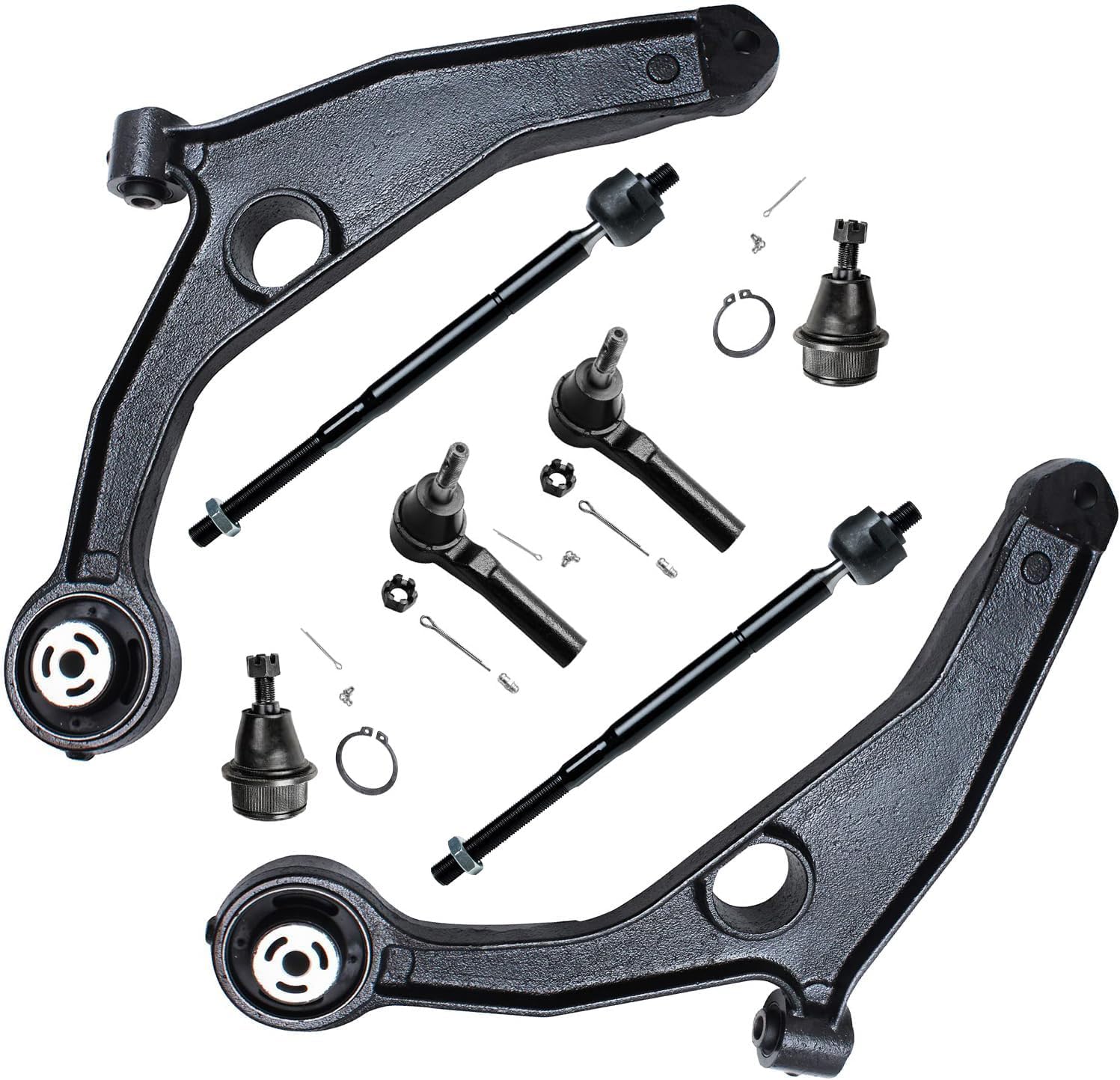 8pc Front End Suspension Kit for 2011-2014 Chrysler 200, 2007-2010 Sebring, 2008-2014 Dodge Avenger, 2 Lower Control Arms 2 Lower Ball Joints 4 Inner Outer Tie Rod Ends Replacement