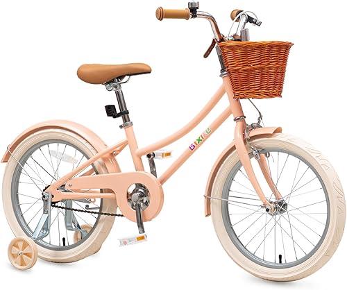 Miniatura 11 de Retro Design Girls Bike with Basket and Coaster Brake for 3-13 Years Old Kids, 14 16 18 Inch Cruiser Bicycle for Toddlers with Training Wheels, 20