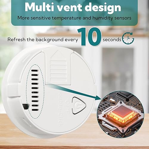 Miniatura 6 de Paquete de 4 mini higrómetros y termómetros, medidor digital de temperatura de humedad para interiores y exteriores (), para el hogar, invernadero,