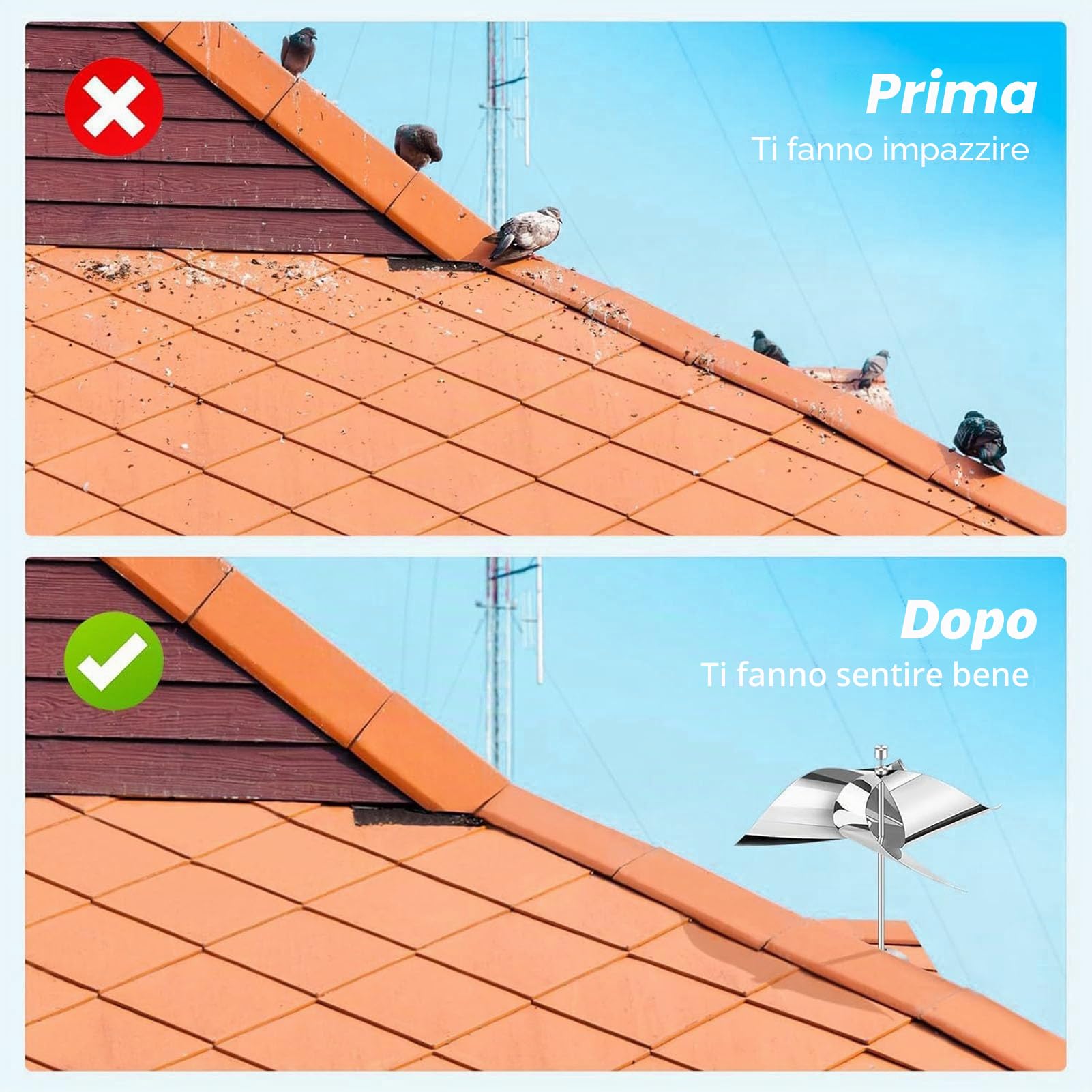 Dispositivo anti-spavento riflettente alimentato dal wind Deterrente multifunzionale per uccelli rotanti in acciaio inossidabile per cortili di giardini all'aperto