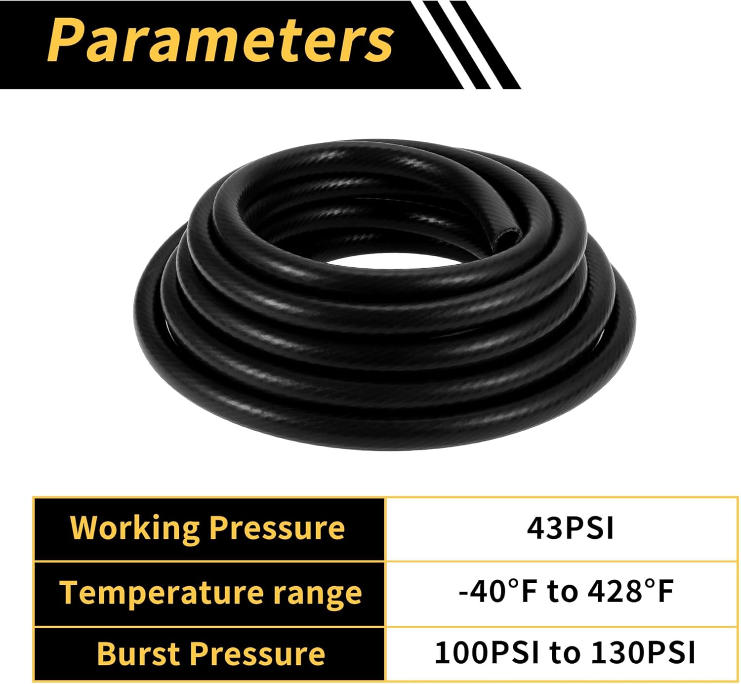 Silicone Vacuum Tubing Hose for Air and Water 26.25ft 3/4" 19mm ID 3mm Thickness High Temperature Black 1 Pc