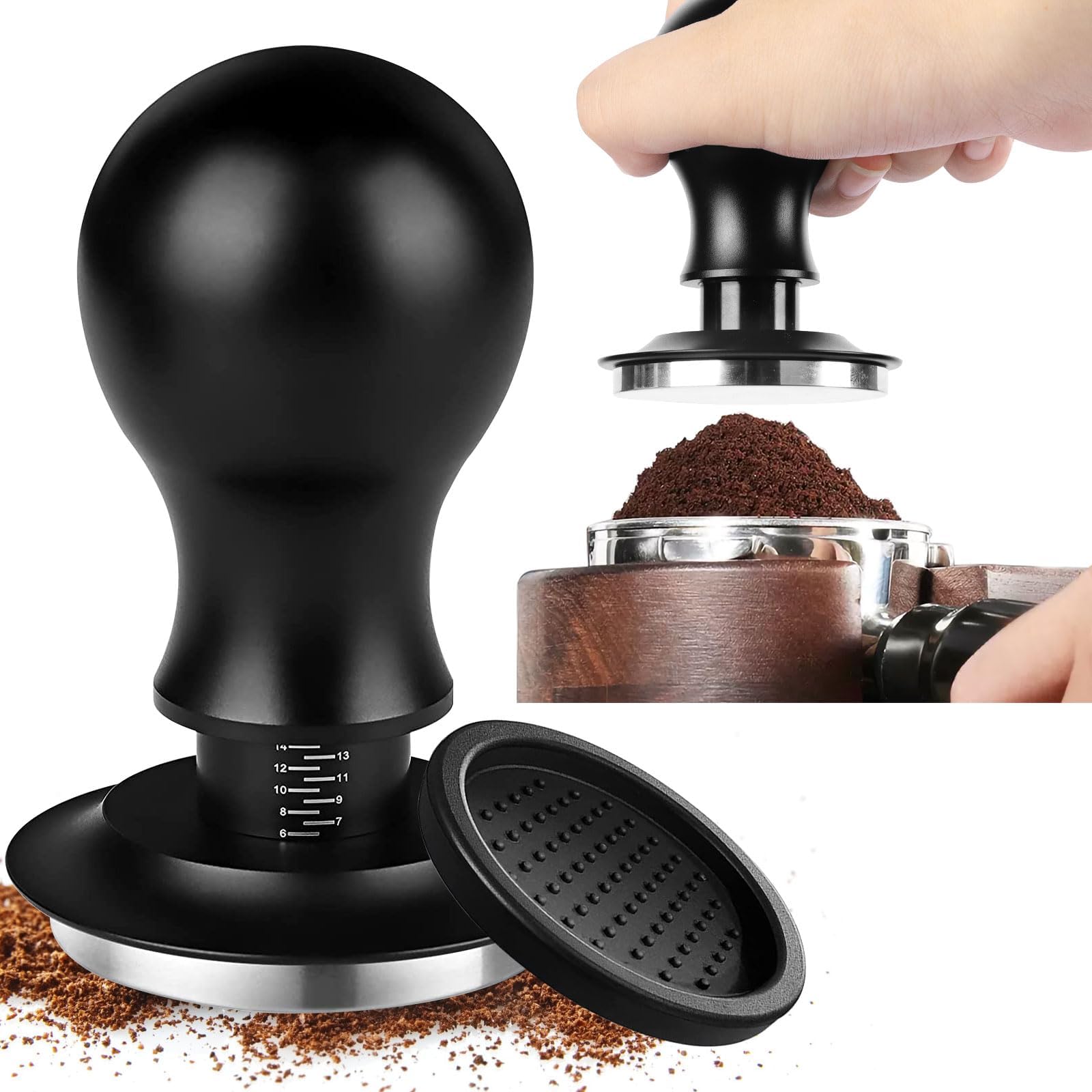 Kaffee Tamper 51mm, Edelstahl Espress Tamper mit eingebautem...