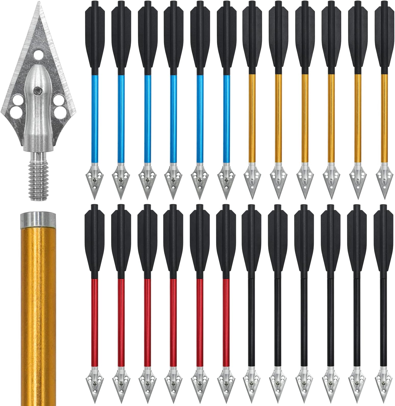 OBTOUTDOOR 6.7 Inch Mini Crossbow Bolts Aluminium Shafts Arrows with Replaceable Steel Tips Crossbow Pistol Arrows for Target Practicing Shooting and Small Hunting 12/24 Pcs