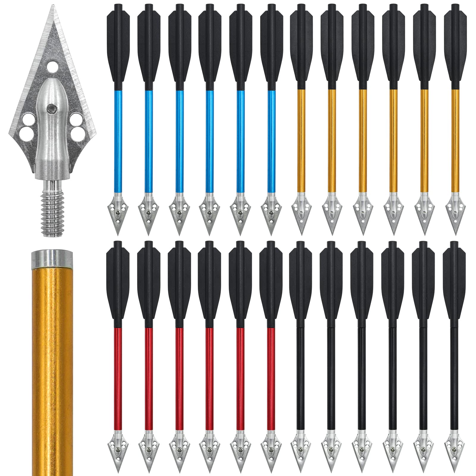 OBTOUTDOOR 6.7 Inch Mini Crossbow Bolts Aluminium Shafts Arrows with Replaceable Steel Tips Crossbow Pistol Arrows for Target Practicing Shooting and Small Hunting 12/24 Pcs
