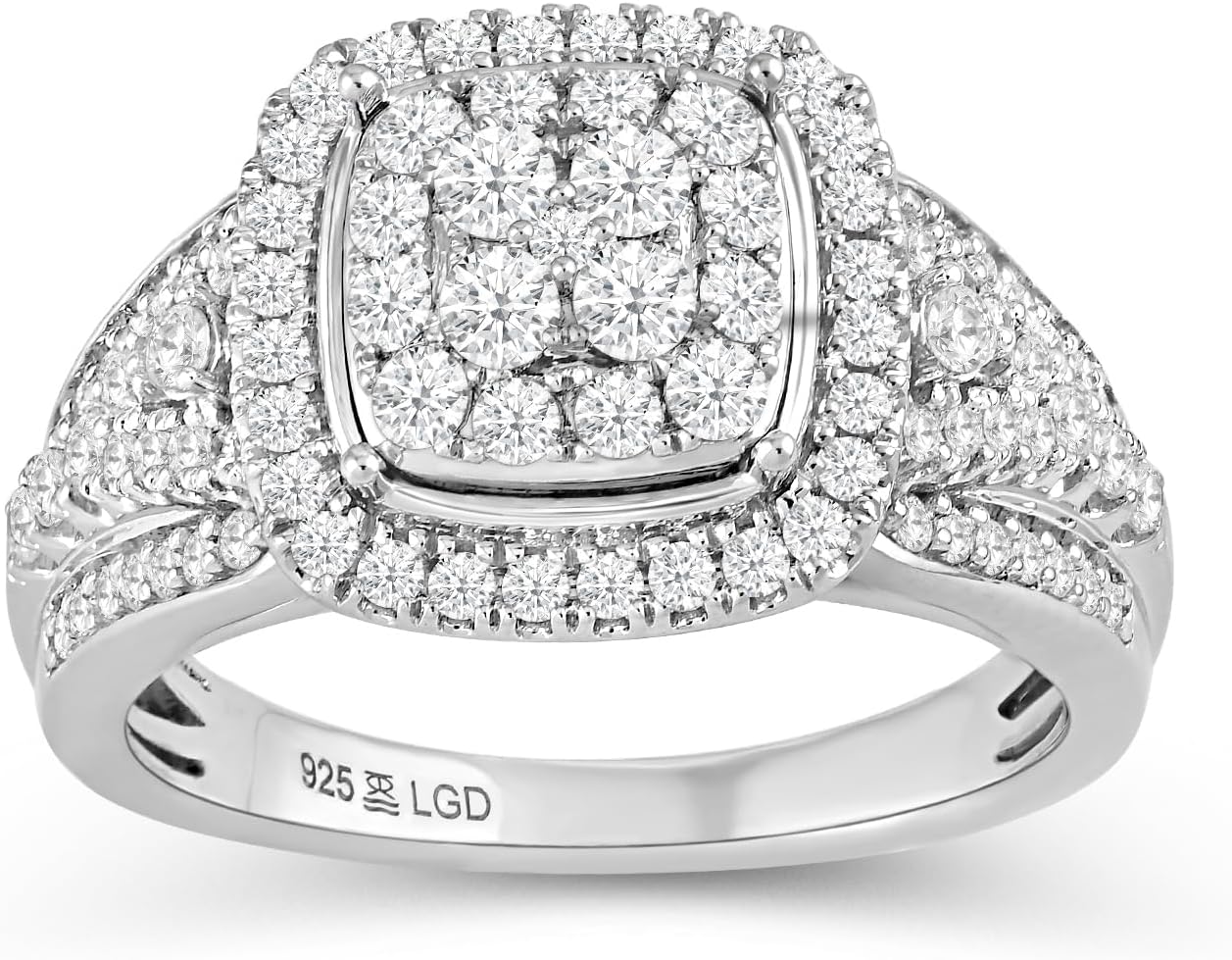 Jewelili 925 Sterling Silver Diamond Ring for Women | 1.0 CTW Bridal Wedding Engagement Rings | H Color I1 Clarity | Lab Grown Diamond Ring | Size 6,7 & 8