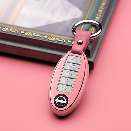 Miniatura 4 de Funda compatible con llavero Nissan para Altima Maxima Rogue Armada Pathfinder, compatible con Infiniti, funda protectora de TPU rosa, accesorios